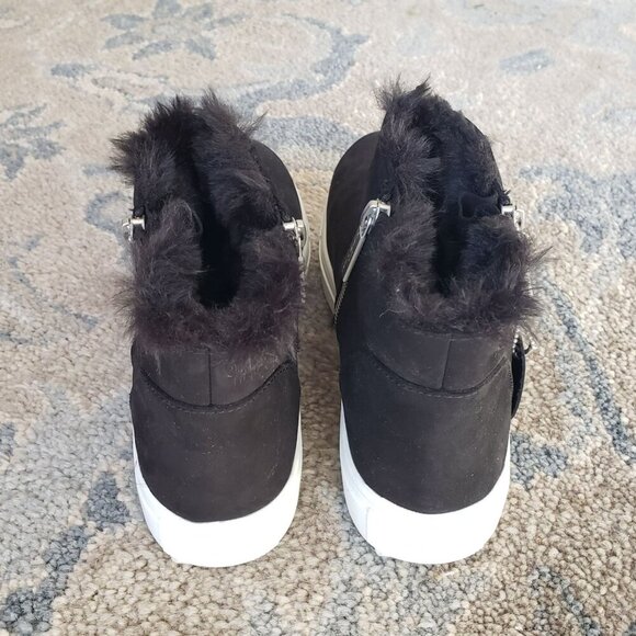 NIB J Slides Poppy Black Nubuck Fur Lined Waterproof Platform Sneaker Boots 8.5 - Picture 4 of 9